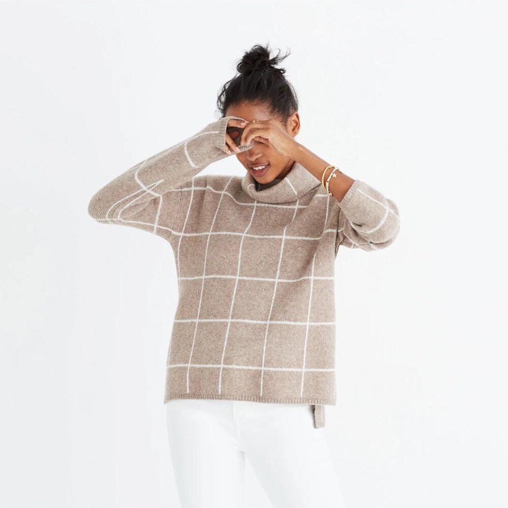 Windowpane Turtleneck Sweater - image 2